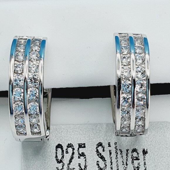 "925 Sterling Silver Cubic Zirconia Earrings, UU1P6A6126 - Picture 4 of 10